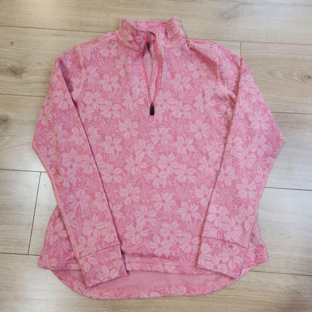 Terramar Climasense 2.0 Pullover Womens Medium Pink 1/4 Zip Floral Baselayer